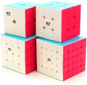 CuberSpeed Speedcubing Bundle Qiyi Qidi S 2X2 & Qiyi Warrior W 3x3 & Qiyi Qiyuan S 4X4 & qizheng s 5X5 Stickerless Bright Magic Cube Stickerless Speed Cube Set with QiYi Secret Tutorial Book