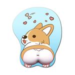 3D Mouse Pad Corgi Mouse Mat Non Slip Silicone Anime Dog Mousepad with Wrist Rest for Office