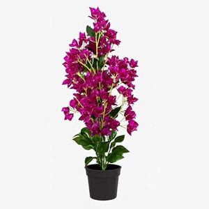 GREEN EXCHANGE 30-Inch Artificial Bougainvillea Plant with Pot – 2 Lifelike Silk Flower Stems, UV-Resistant Faux Plant for Wedding, Home, Office & Indoor Outdoor Décor | No Maintenance (1, Purple)
