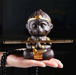 EatingBiting Chinese Zisha Tea Pet Chinese Purple Clay Decoration Monkey King Kung Fu Tea Set Monkey King Tea Pet for Home Tea Tray Decor