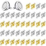 Pilikoll 40 Pcs Round Magnetic Clasps Jewelry Magnetic Clasps Magnetic Clasps Connectors Magnetic Clasps Magnetic Beads Clasps for Bracelet Necklace Pendant DIY Craft Making (Gold&Sliver,8mm)