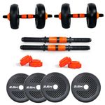 WATSON Premium Rubber Dumbbell Set For Men & Women Fitness, Dumbbell Set With 10Kg (2.5Kgx4) Rubber Weight Plates, Hard PVC 14" Dumbbell Rods