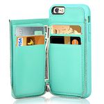 iPhone 6s Wallet Case, iPhone 6 Card Holder Case, LAMEEKU Shockproof iPhone 6 Leather Cases with Credit Card Slot Zipper Wallet Purse Money Pockets, Protective Cover for Apple 6/6s- Mint Green [Wireless Phone Accessory]