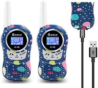 QNIGLO Rechargeable Kids Walkie Talkies, 8 Channels, 2 Mile Long Range, Voice Activated PMR Walkie Talkie Set Built-in Rechargeable Batteries for Girls/Boys/Adults