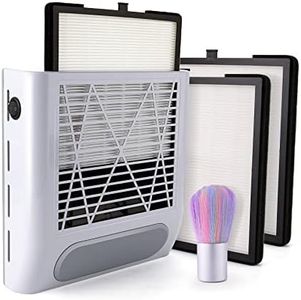 Zuzuxia Powerful 80W Nail Dust Collector for Nails Vacuum Fan Vent Duster Collecter with 2 Reusable Filters & Brush