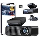 Pelsee P1 Duo 4K Dash Cam Front and Rear, 4K+1080P Dual Car Camera for Cars, Free 64GB Card included, Built-in Wi-Fi,1.5” IPS Display Mini Dashcam,Night Vision,Voice Control,24H Parking Mode,G-Sensor