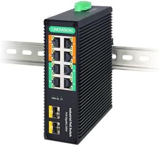 LINOVISION Industrial 8-Port Full Gigabit POE++ Switch with 4 BT 90W PoE Ports, 2 Gigabit SFP Uplinks, POE Budget 120W, POE Watchdog, DIN-Rail POE Switch for PTZ Camera/POE Lighting/ POE Monitor