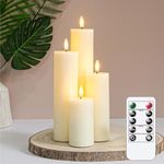 Zevanor LED 2.2" x4" 6" 8" 10" Battery Operated Remote Cycle Timer Ivory Candles, Set of 4 Flameless Flickering Wax Pillar Dimmable Warm Light Wax Fake Candles for Christmas Wedding