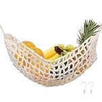 12.5x16inch Hanging Fruit Hammock, Fruit Holder Hanging with 2 Hooks 100% Cotton Handmade Woven Space-Saving Fruit Basket Under Cabinet for Kitchen Ship Storage