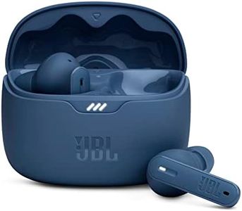 JBL Tune Beam Earphones, Bluetooth and Wireless, Water Resistant and Noise Cancelling with up to 48 Hours Battery Life, in Blue