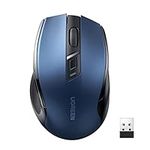UGREEN Wireless Mouse, Slient Clicks Mouse, 18-Month Battery, Ergonomic Comfort Design, 5-Level Adjustable 4000 DPI, Plug & Play, 6 Buttons, 2.4GHz with USB Mini Receiver, for Laptop, PC, Mac - Blue
