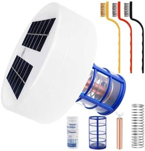 Solar Pool Ionizer - Enhanced with Latest Solar, 90% Less Chlorine, for Pools up to 35,000 Gal, Technology & Longer-Lasting Anode, Reduces Chlorine- Mineral-Based Pool Cleaning Device (White)