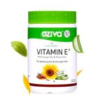 OZiva Plant Based Natural Vitamin E Capsules for Face & Hair with Sunflower oil, Aloe vera oil ,Argan oil, Vegan &Natural Vitamin E for Glowing Skin & Stronger Hair (Vitamin E, Pack of 1, 30 Capsules)