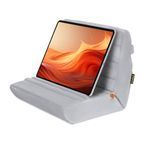 MOSISO Tablet Pillow Stand,Soft Tablet Holder for Lap,Tablet Soft Pad Dock with Pockets&Stylus Slot&4 Viewing Angles Compatible with iPad Pro 12.9,11,10.5,9.7,Air Mini 6,5,4,3, E-Reader, Gray