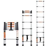 EQUAL 8.5 FT. Aluminium Folding Telescopic Ladder/Portable and Extension Ladder for Home & Outdoor; EN131 Certified - 150kg Weight Capacity (2.5m/6 Step)