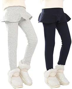 XM-Amigo Cálidos Culottes para niñas y niñas con falda tutú con volantes, pantalones de terciopelo grueso (4 – 9 años) – Pack de 2, A02, 5 años