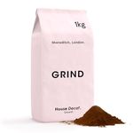 Grind Decaf House Blend Ground Coffee – 1kg Bag of Ground Coffee – Medium/Light Roast – 100% Arabica Coffee – Suitable for Cafetière, Moka Pot, AeroPress and Filter Brew – Ethically Sourced Coffee