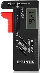 D-FantiX Digital Battery Tester Battery Checker for AA AAA C D 9V 1.5V Button Cell Batteries (Model: BT-168D)