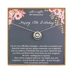 AnotherKiss Happy 13th Birthday Gifts for Girls, Sterling Silver Necklace Presents for 13 Year Old Girls, New Teen, Friendship CZ Jewellery, Bat Mitzvah Gift Ideas for Her