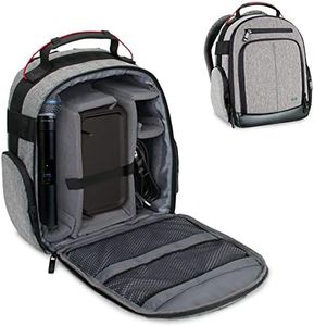 USA Gear Audio Equipment Backpack - Microphone Case for Wireless Microphones, Recording Microphones & Accessories Compatible with Shure, Sennheiser, Audio-Technica, Rode VideoMic and More (Grey)