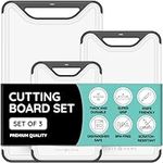 Cutting Boards for Kitchen - Plastic Cutting Board Set of 3, Dishwasher Safe Cutting Boards with Juice Grooves, Thick Chopping Boards for Meat, Veggies, Fruits, Easy Grip Handle, Non-Slip (Black)