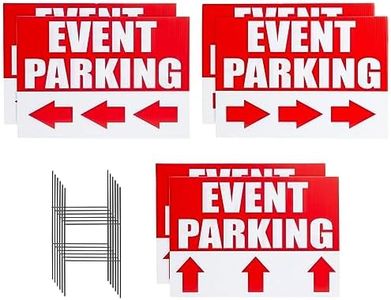 Juvale 6 Pack Outdoor Event Parking Signs with Arrows, 12 x 17 Inch Double Sided Corrugated Plastic Yard Signage with Stakes in 3 Designs, Event Parking, Directional Signage