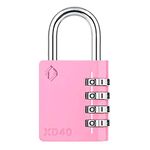 [ZARKER XD40] Heavy Duty Outdoor 4-Digit Combination Padlock for Locker, Gym, gate, shed, Tool Box, Door, Cabinet and Garage with Code - Pink 1pack