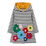 Baogaier Hooded Dress Girls Stripe Flower Hoodies Pullover Sweatshirts Jumper Cotton Long Sleeves Applique Spring Autumn Winter Causal Hoody Dresses Tops Sweater Outfits Kids Age 5-6 Years