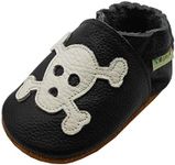 SAYOYO Baby Skull Soft Sole Leather Infant and Toddler Shoes Black Size: 12-18 Months Infant