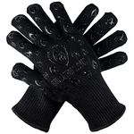 Extra Long Cuff, Black : Grill Armor 932°F Extreme Heat Resistant Oven Gloves - EN407 Certified BBQ Gloves for Cooking, Grilling, Baking - Extra Long Cuff