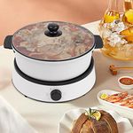 1350W Electric Hot Pot Cooker 4L Electric BBQ Grill Pot Separate Design Multifunctional for 1-5 People Shabu Hot Pot with Tempered Glass Lid for Party, Family and Friend Gathering, Non-Stick (White)