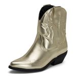 STYLISH S BUCK - Women’s Low Heel Pointed Toe Western Cowgirl Boots, L. Gold, 8.5