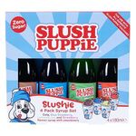 SLUSH PUPPiE ZERO 4-Pack Syrup Set. Includes Cola, Blue Raspberry, Lemon & Lime & Strawberry Flavours. Zero Sugar Slush Puppy Syrup Gift Set. 4 x 180ml. Official SLUSH PUPPiE Merchandise.