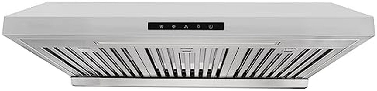 Vesta Arlington 850cfm Powerful 30''Under Cabinet Stainless Steel,With Twin Turbo Motors, Contemporary Design, Delay Shutoff 3 Speed Touch Screen, 6'' Top Round Vent, Long LED, and Long Oil Collector