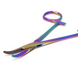 Multifunctional Hemostat Forceps 5" Long With Fully Serrated Curved Pliers Made of Stainless Steel Multi Titanium Colour Locking Clamps