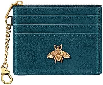SEAVILIA Card Holder Keychain Wallet for Women with ID Window RFID Coin Purse Bee Gifts Slim Minimalist Small Wallet
