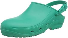 REPOSA MAX Clogs, Sanitary Clogs, Antistatic Natural Polymer, hi-tech thermoplastic Compound SEBS, Latex, Comfortable, Light, Closed Upper, Side Holes, Anatomic SRC Sole Green