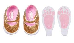 Baby Annabell Golden Shoes with Insoles 710272 - Golden Sparkly Shoes for 43cm Dolls - Suitable for Children from 3 Years Old