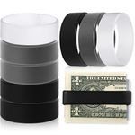 Set of 8 Wallet Band Money Bands Silicone Bands for Money Cash Cards Elastic Money Holder, Wallet, Money Clip Alternative, with 4 PVC Cards for Men Women (Black, Gray, White)