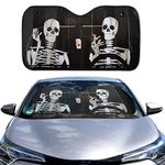 OK Cars AZ-SAA-045 Car Sun Shade for Windscreen with Skeleton Motif 130 x 70 cm