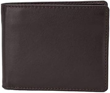 DiLoro Slim Mens Leather Wallet Minimalist Front Pocket Bifold Soft Nappa Credit Card Holder RFID Protection Brown 1712-BR