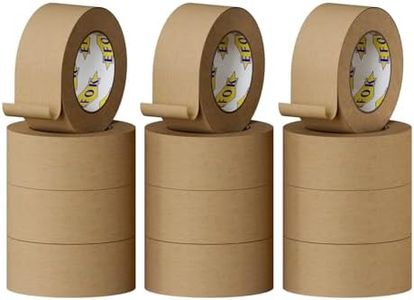 EFOK 12 Rolls Brown Packing Tape 2 Inch Wide, Kraft Paper Brown Tape Gummed Tape for Packing Boxes, Cardboard Shipping Moving, 2 Inches X 55 Yards