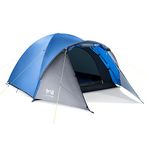 Trail Bracken 3 Man Tent With Porch, 3000mm Waterproof Rating, Double Skin Dome Tent with Darkened Bedroom, Lightweight for Camping and Festivals, Bag Included (320cm x 210cm x 130cm)