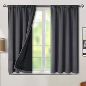 BGment Thermal Insulated 100% Blackout Curtains for Bedroom with Black Liner, Double Layer Full Room Darkening Noise Reducing Rod Pocket Curtain (52 x 54 Inch, Dark Grey, 2 Panels)