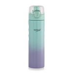 SIZZLE (DEVICE of CURVED LINES) Flip Top Modern Stainless Steel Water Bottle 1000 Ml for Kids & Adults|Lightweight Leakproof Water Bottle with Press Button Mechanism for One Hand Use|Purple, Pack of 1