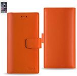 Reiko Genuine Leather Hidden Wallet Case with RFID Shielded Card Slots for iPhone 6/6S 4.7" - Retail Packaging - Tangerine