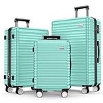 BEOW Luggage Sets Expandable Lightweight Suitcases with Wheels PC+ABS Durable Travel Luggage TSA Lock Mint Green 3pcs