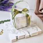 SATYAM KRAFT 12 Pcs Decorative square Shape Folding Storage Box With Ribbon for Return Gift, Deepawali, Birthday, Gift Box, diwali Gift,Perfect for Packing Chocolate, Dry Fruits(Pack of 12) (Green)