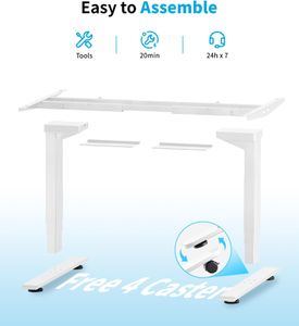 MAIDeSITe Electric Standing Desk Frame – Dual Motor, Height Adjustable, White