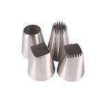 Piping Nozzle Set Large Tips with French Star Nozzle for Eclairs Churros Meringue,Square Icing Tip & Extra Large Round Icing Nozzle for Cake Cupcake Cookie Decorating